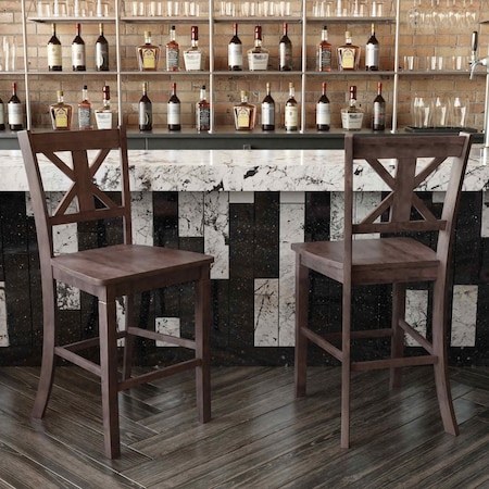 Flash Furniture Gray Wash Walnut Solid Wood Counter Stools, 2PK ES-STBN1-24-GY-2-GG